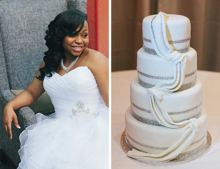 rhinestone trimmed wedding cake