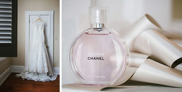 lace wedding gown and chanel perfume at montgomery wedding