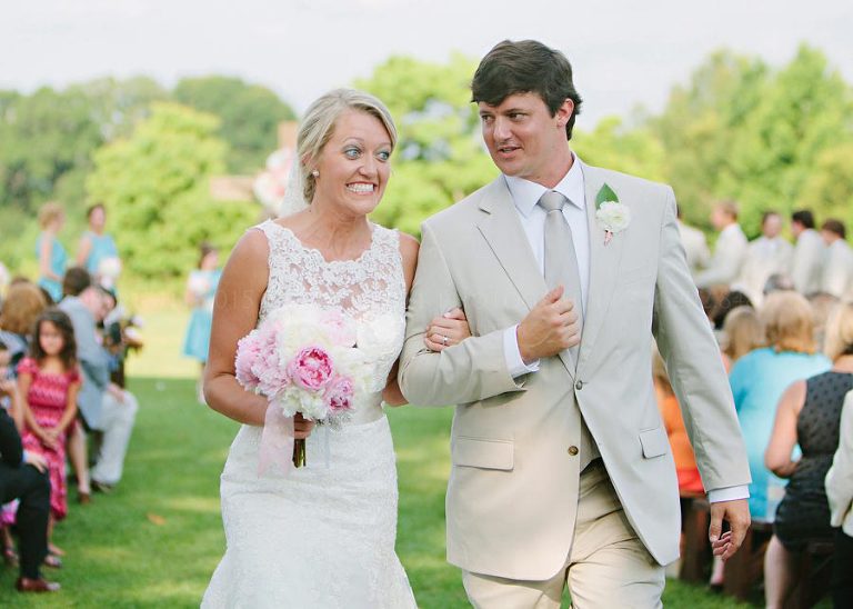 bride and groom recessional at pike road wedding