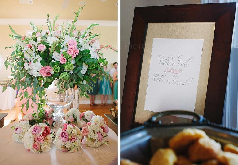 flowers from southern posies at oaks plantation wedding reception
