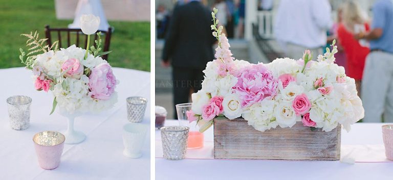 pink and white flower centerpieces at pike road wedding