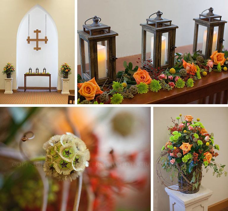 fall wedding flowers at auburn university chapel