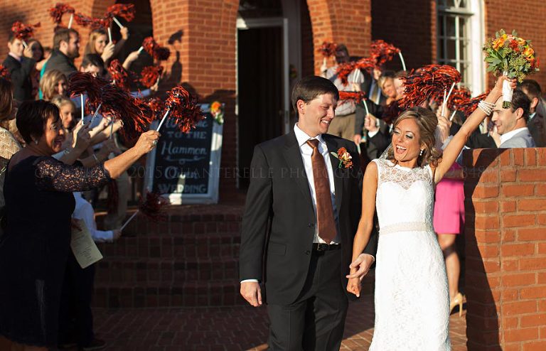 grand wedding exit with auburn shakers