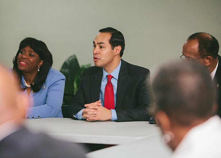 secretary castro speaks to constituents about public housing