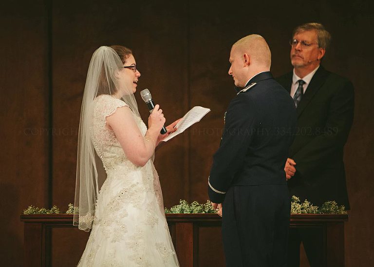 bride and groom read own vows at wetumpka wedding