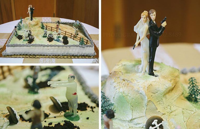 zombie theme groom's cake at alabama wedding reception
