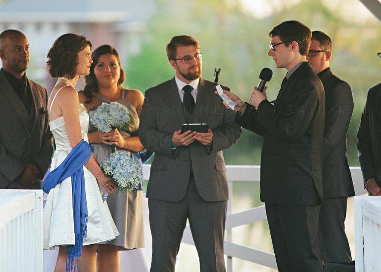 groom saying vows at alabama wedding