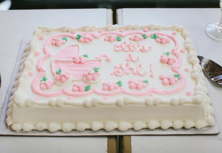 pink girl baby shower cake