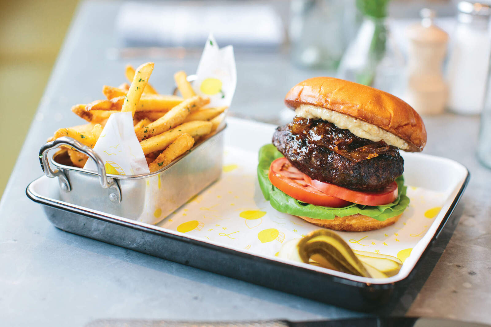 hamburger and fries professional food photography