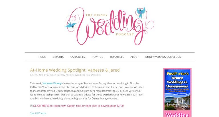 chanterelle photography featured on disney wedding podcast blog