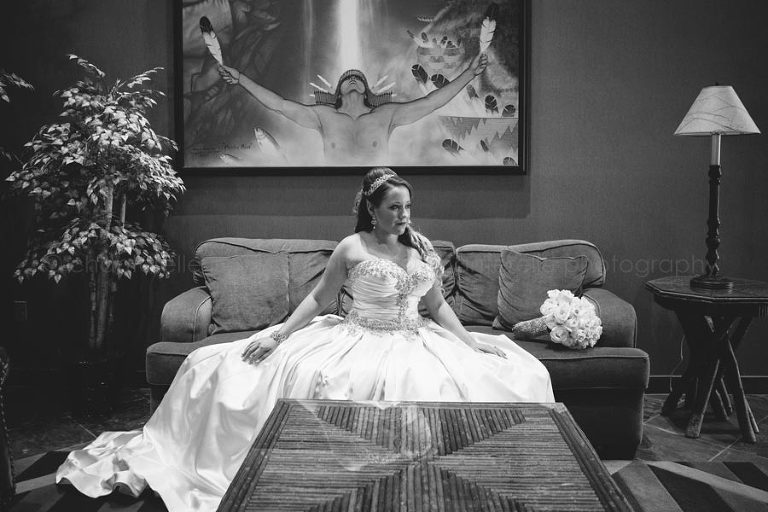 bride in satin allure ballgown at feather falls lodge 