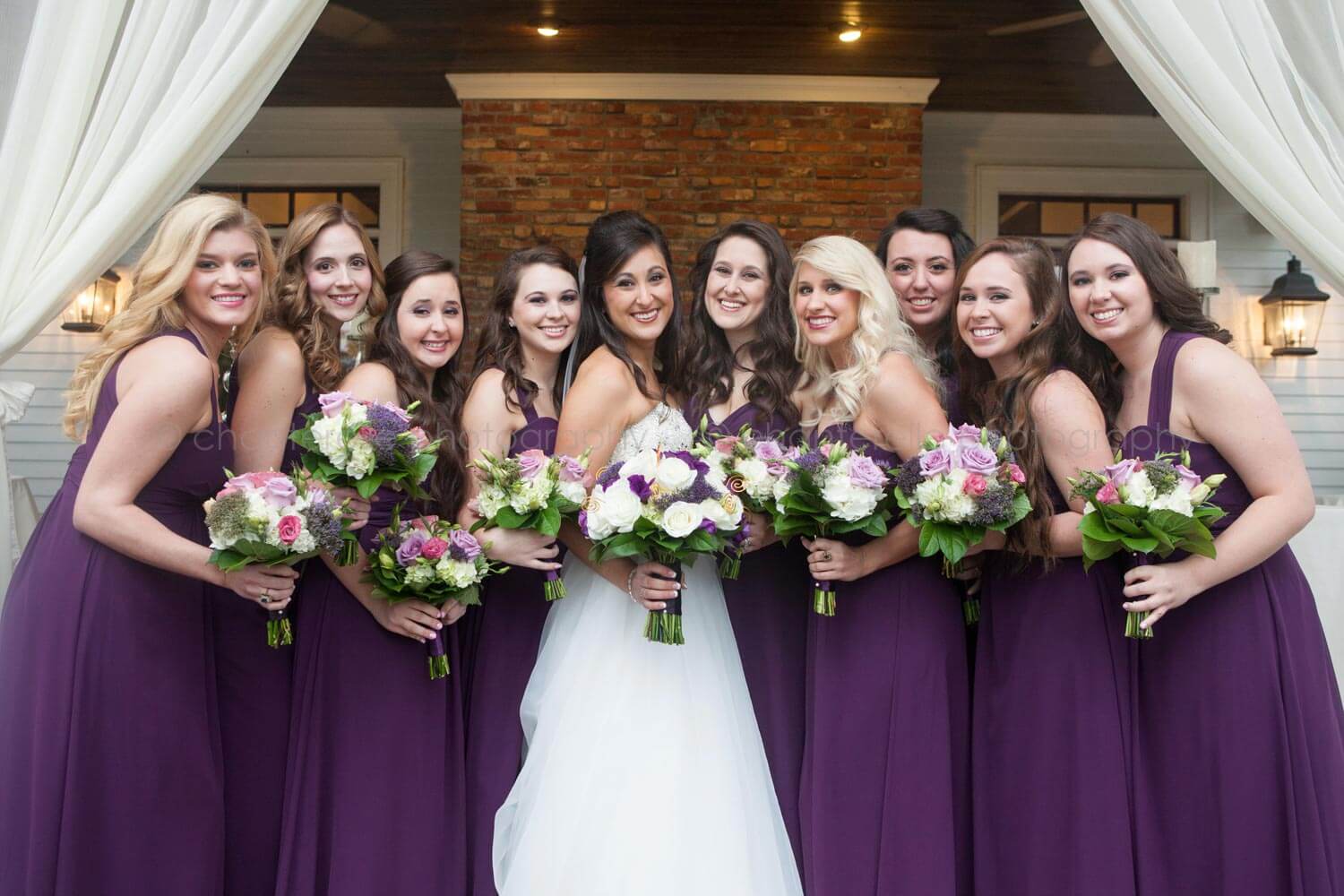 purple bridesmaids dresses at carl house in atlanta georgia