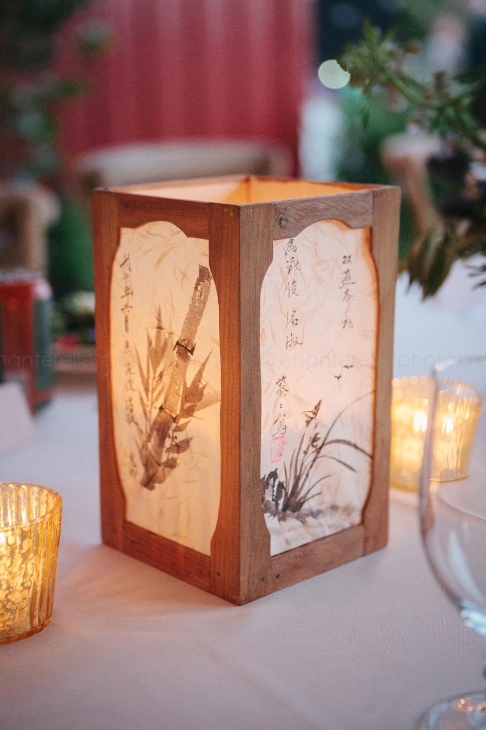 korean paper wedding lanterns with bamboo motif