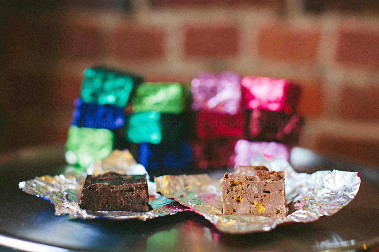 honeycomb chocolate toffee in multicolored foil wrap