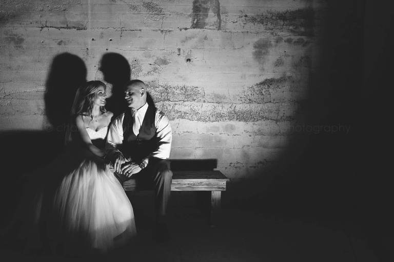 black and white bride and groom portrait at fort zachary taylor
