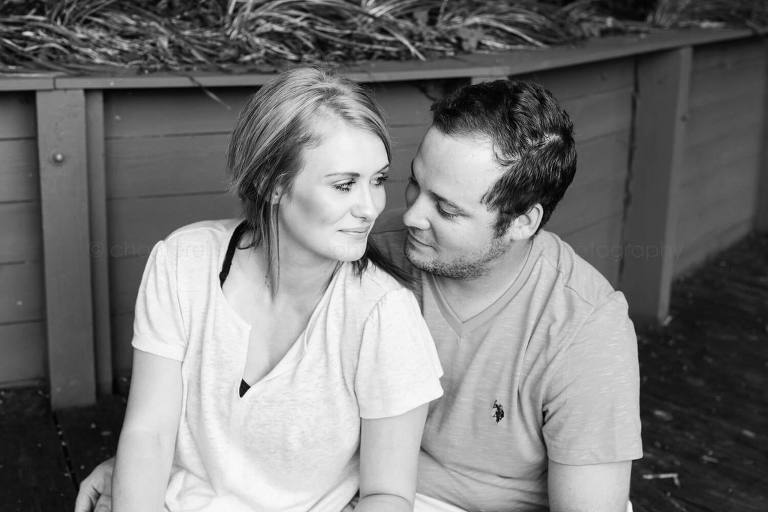 black and white portrait of couple at lake martin