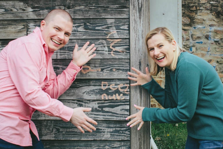 funny engagement picture with deez nuts