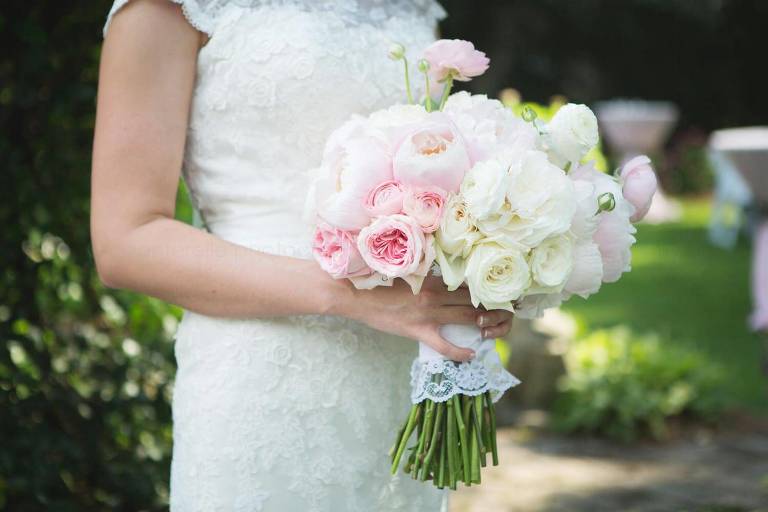 pink and white bridal bouquet by edelweiss design house