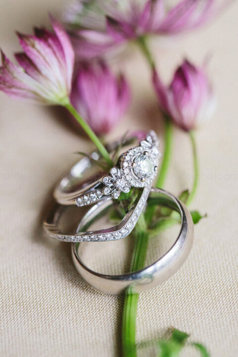 wedding rings with flowers at lonesome valley wedding