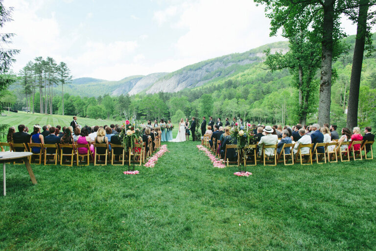 wedding ceremony at lonesome valley in north carolina