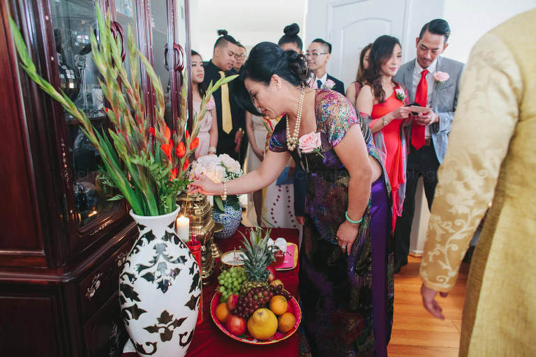 incense lit at vietnamese wedding ceremony