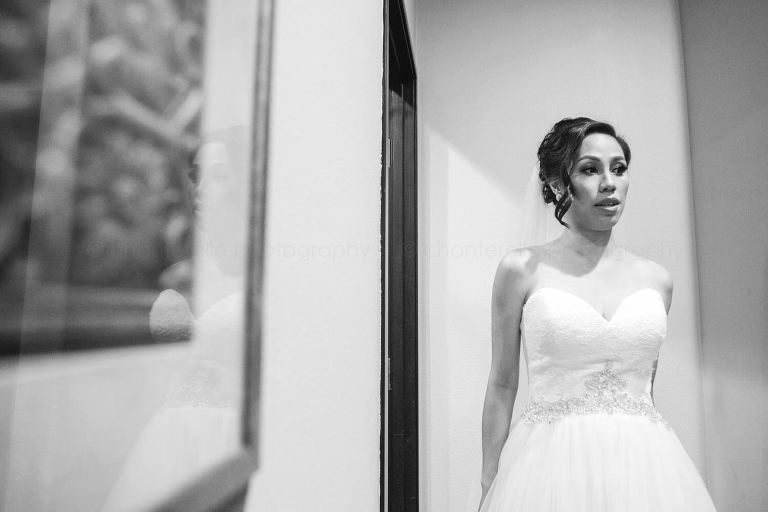 bride waiting nervously before tustin wedding