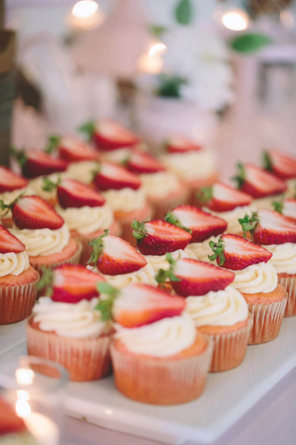 strawberry cupcakes at the villa wedding reception
