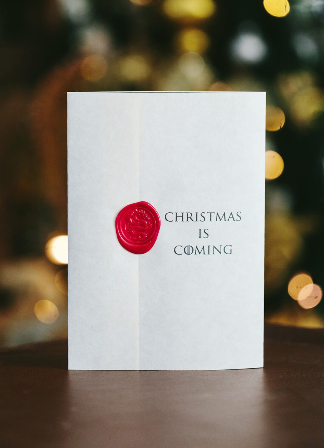 christmas is coming card with dragon wax seal