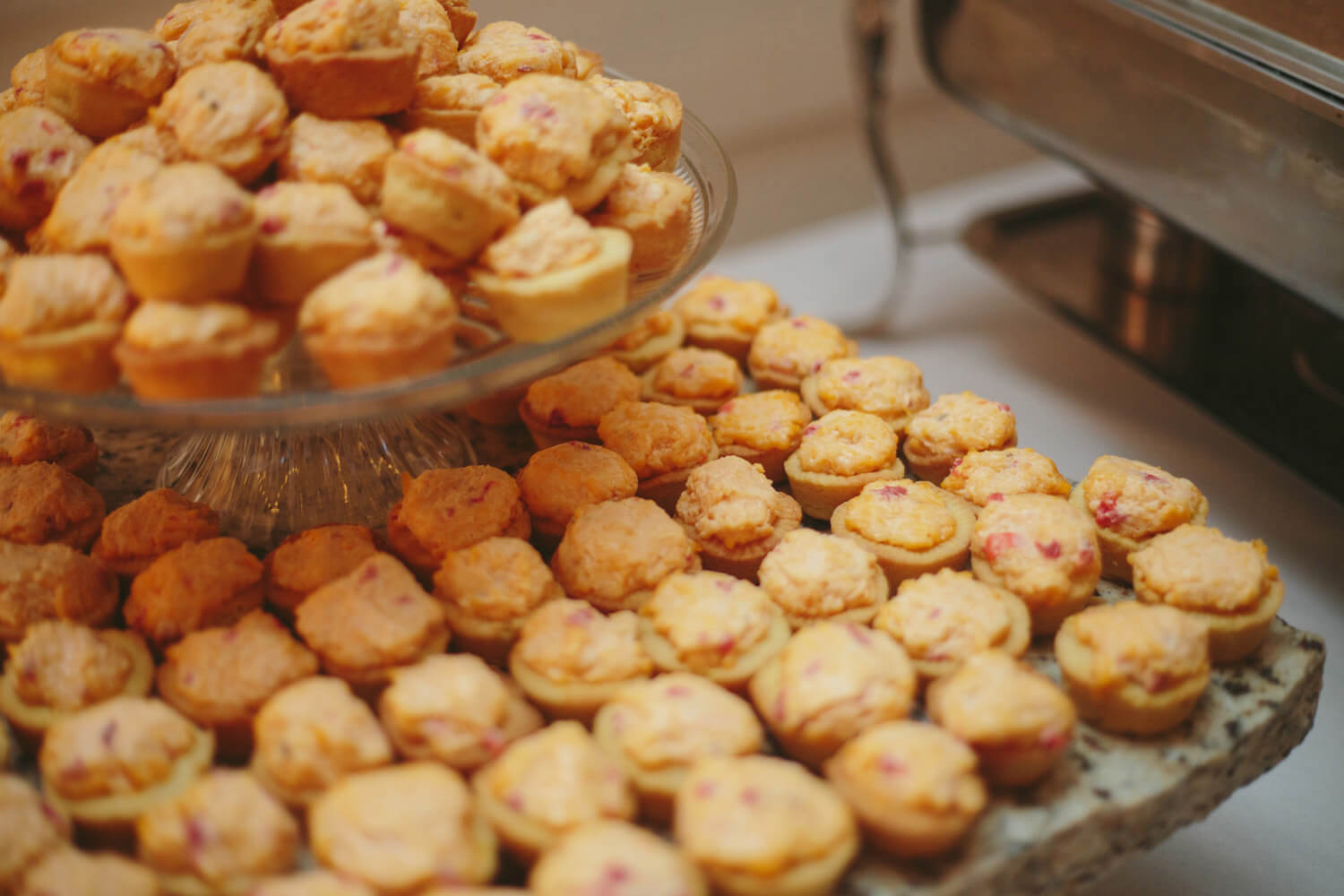 pimento cheese bites at southern wedding reception