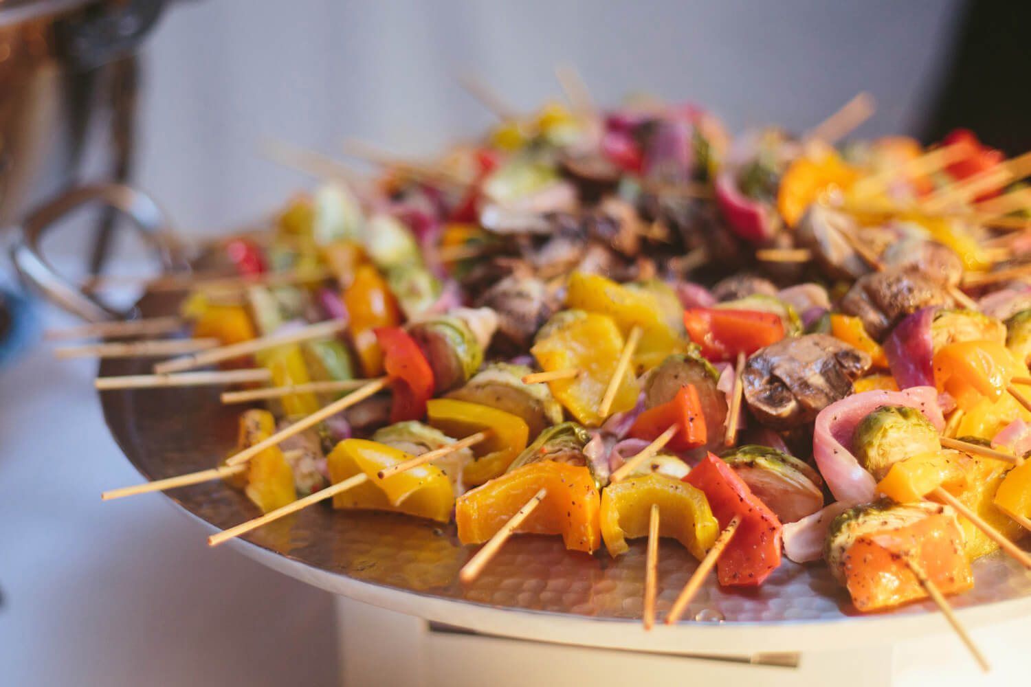 skewers at the elms wedding reception