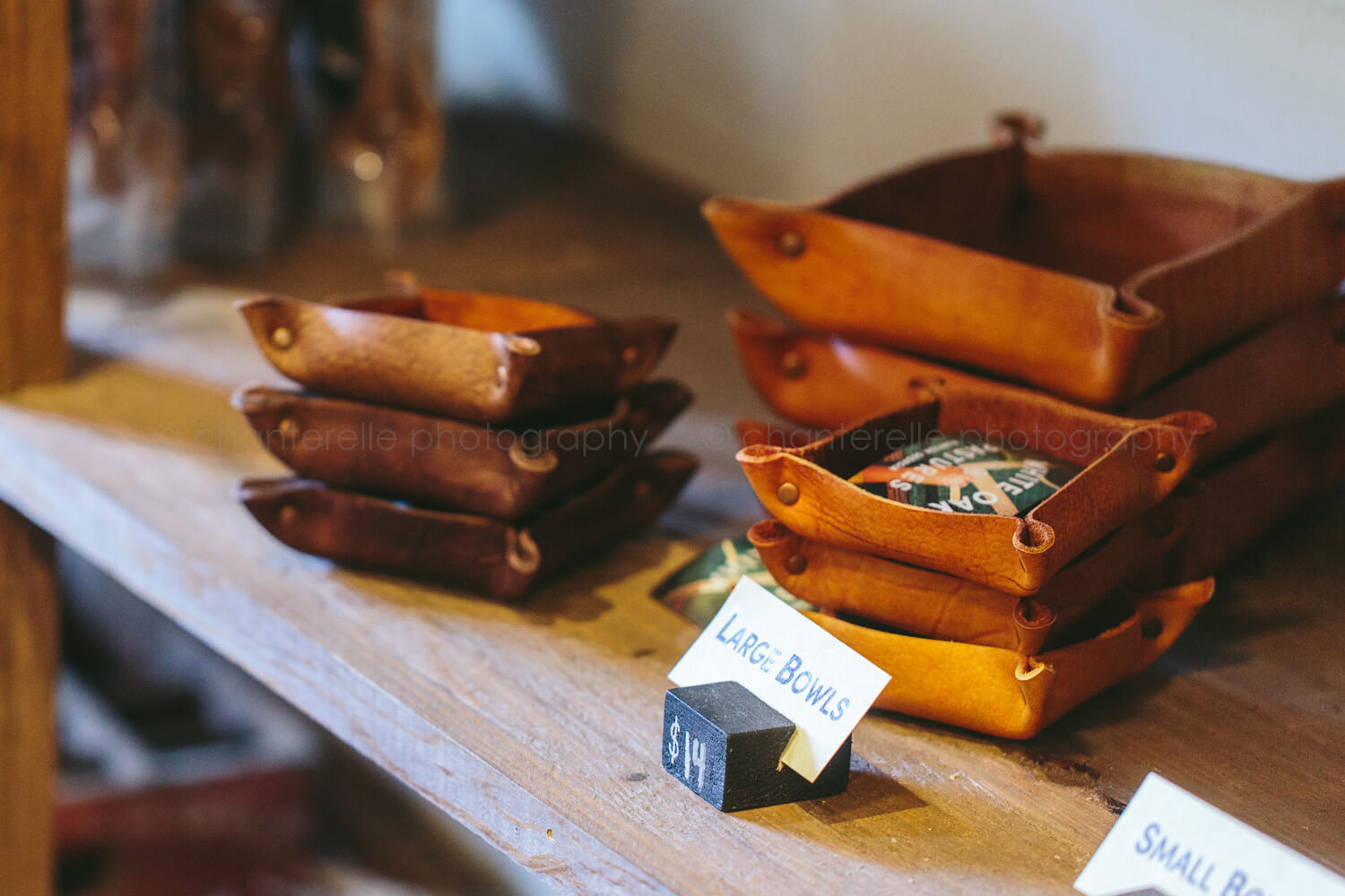 leather bowls sold at general store