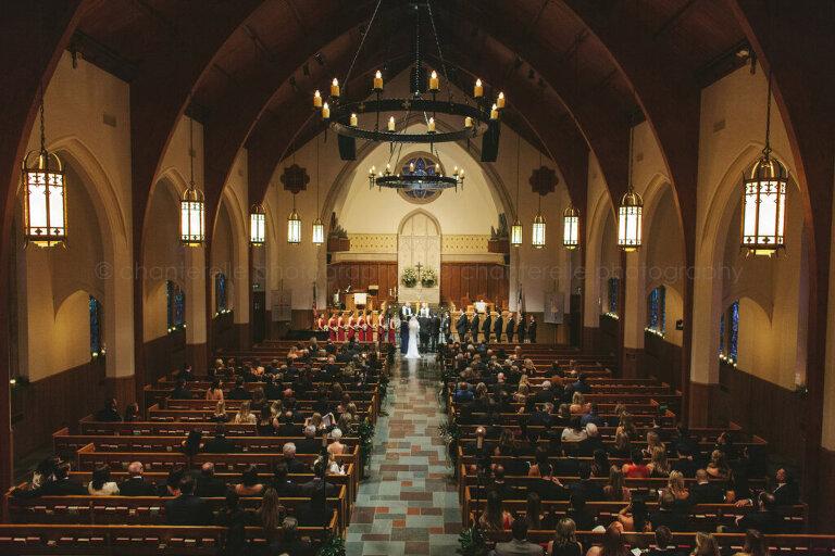 wide church shot during atlanta wedding ceremony