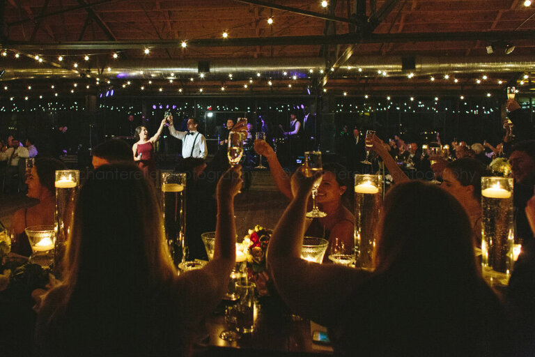 champagne toast to newlyweds at atlanta wedding reception