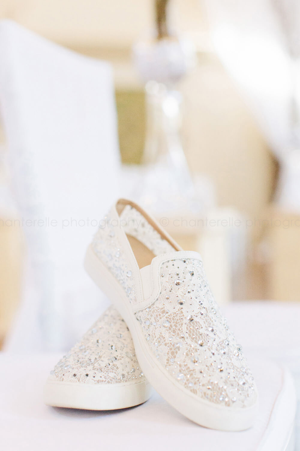 bride's lace tennis shoes