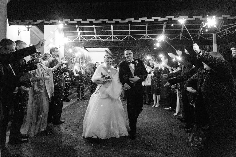 bride and groom sparkler confetti exit