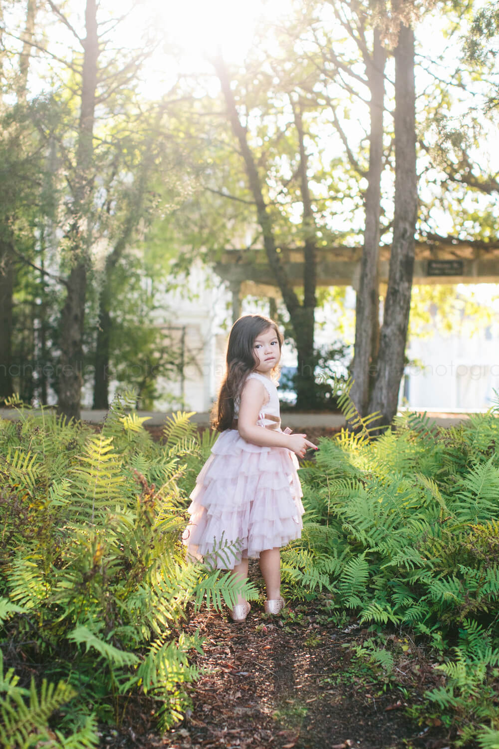 toddler girl in pink dress at blount cultural park