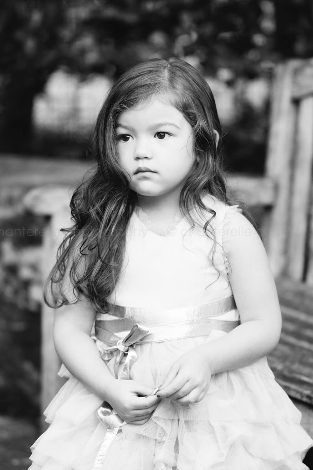 black and white toddler girl portrait at blount park