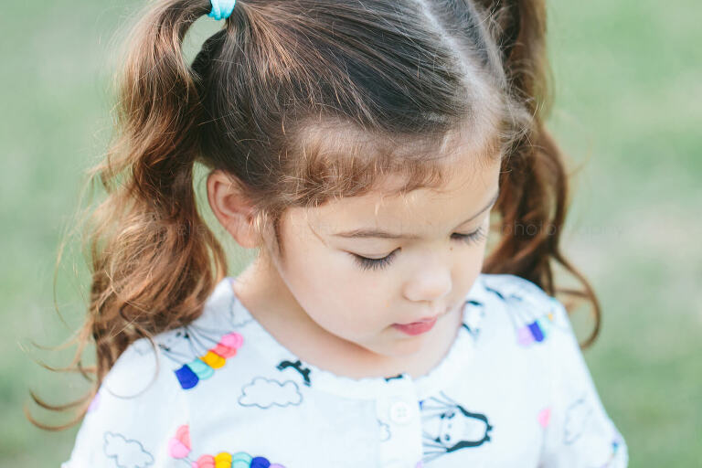 toddler girl with pigtails